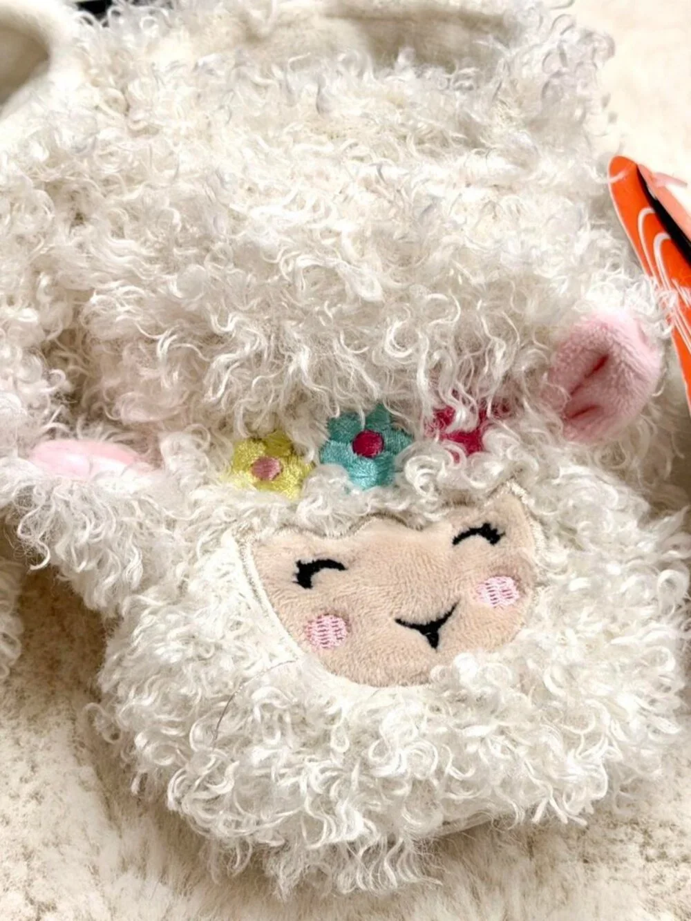 White Fuzzy Lamb Slippers 2 Pair